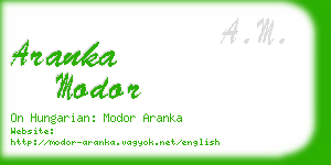 aranka modor business card